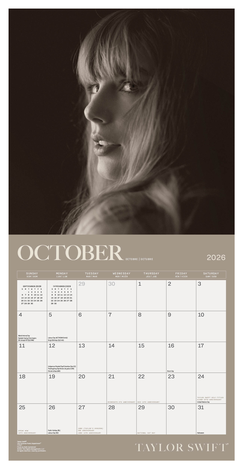 Taylor Swift Wall Calendar 30x30cm Pop Singer Calendar 30 x 30 cm | 11,8 x 11,8 in