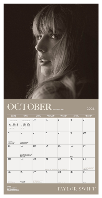 Taylor Swift Wall Calendar 30x30cm Pop Singer Calendar 30 x 30 cm | 11,8 x 11,8 in