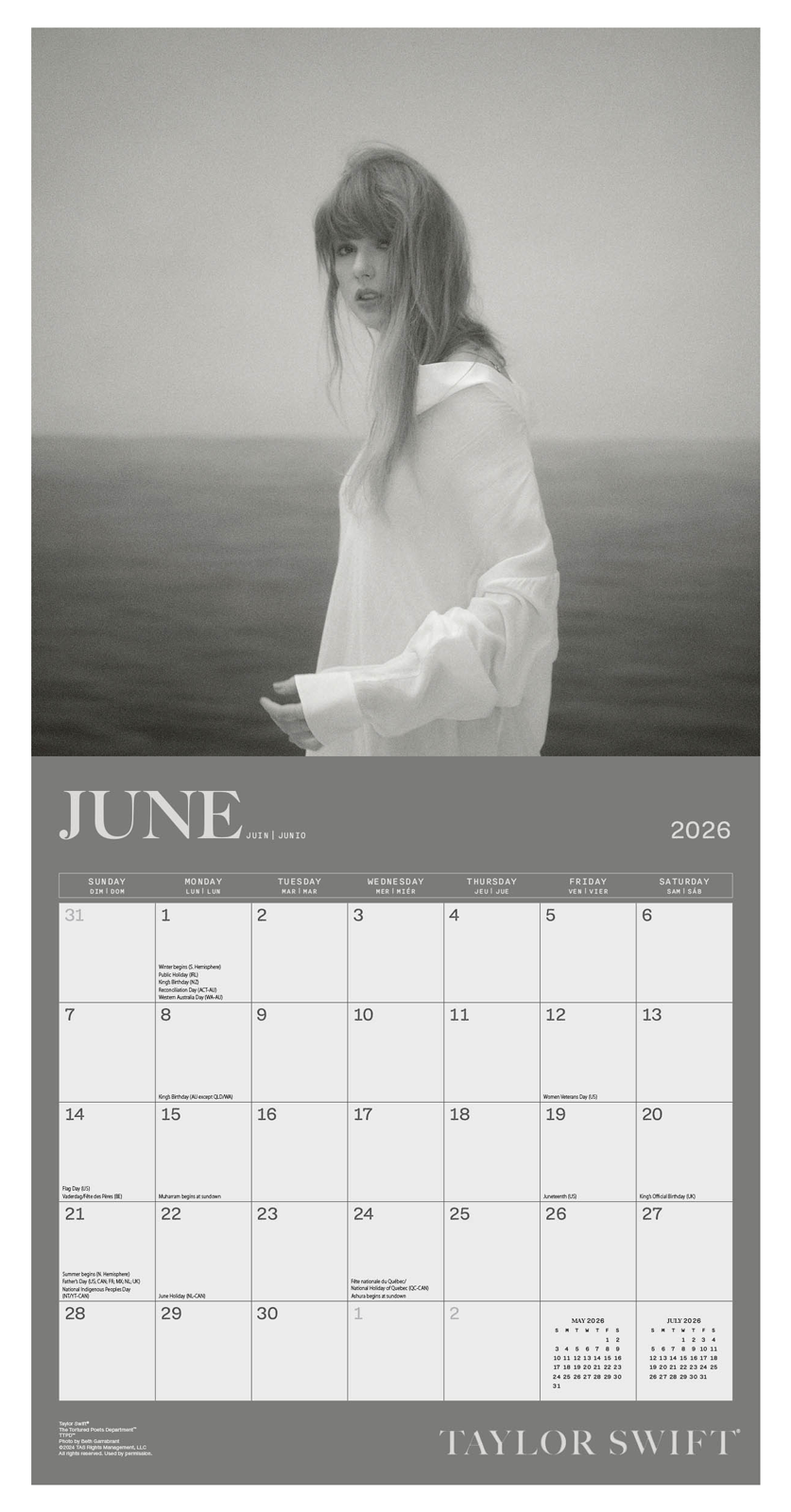 Taylor Swift Wall Calendar 30x30cm Pop Singer Calendar 30 x 30 cm | 11,8 x 11,8 in