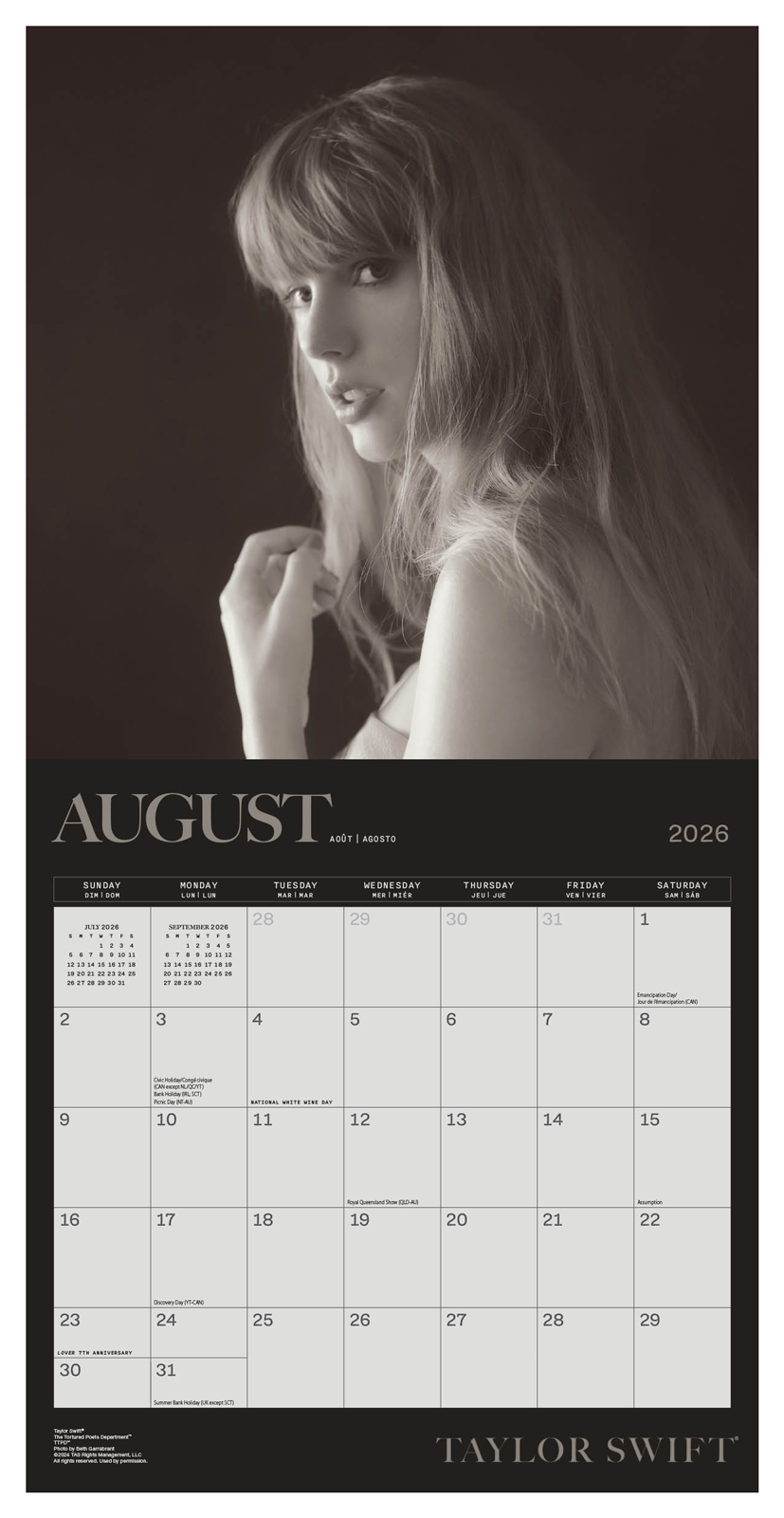 Taylor Swift Wall Calendar 30x30cm Pop Singer Calendar 30 x 30 cm | 11,8 x 11,8 in