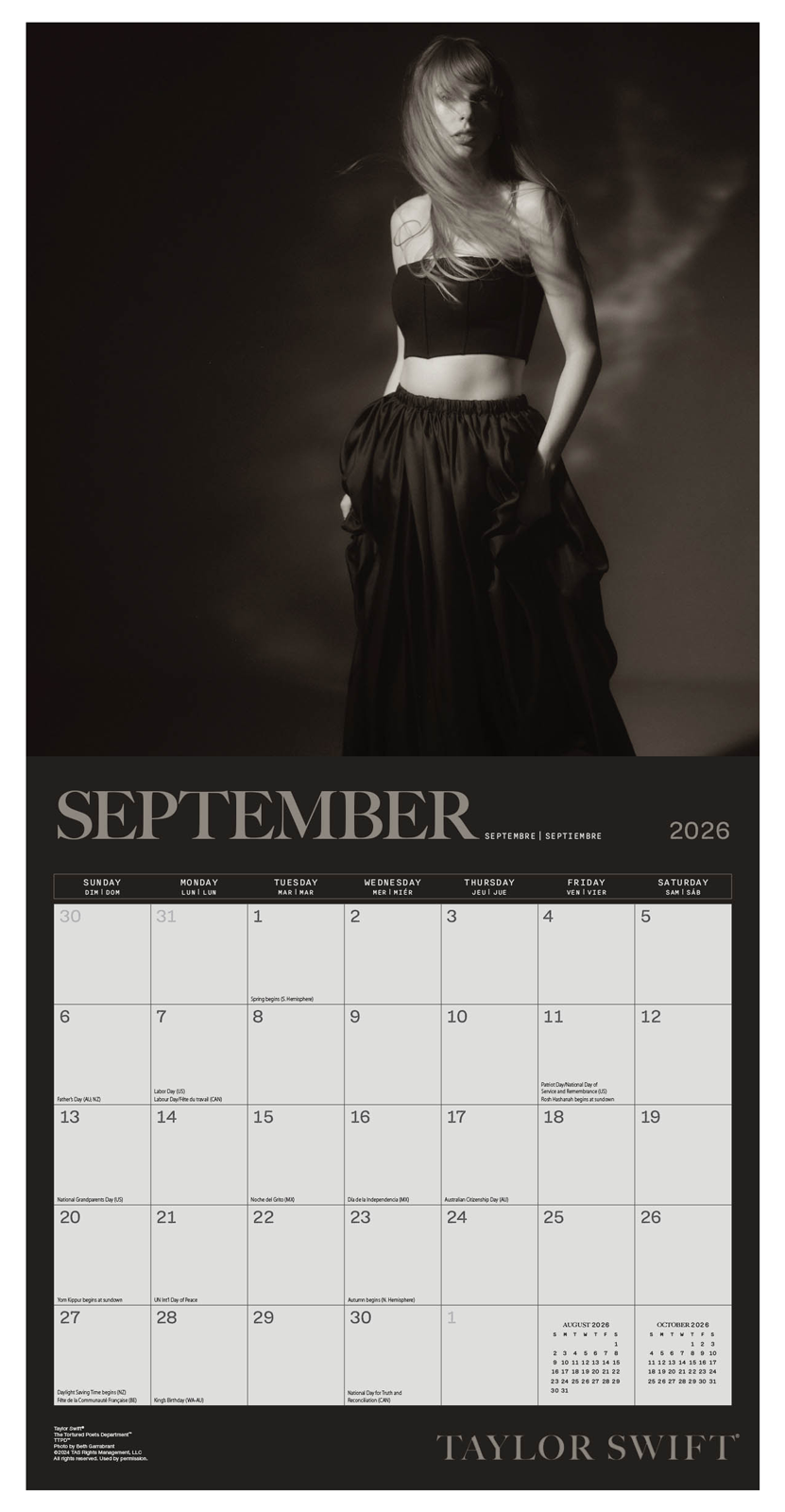Taylor Swift Wall Calendar 30x30cm Pop Singer Calendar 30 x 30 cm | 11,8 x 11,8 in
