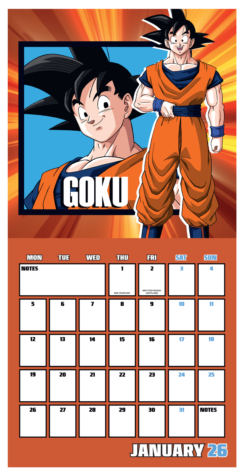 Dragonball Z Wall Calendar 30x30cm Manga Anime Calendar 30 x 30 cm | 11,8 x 11,8 in
