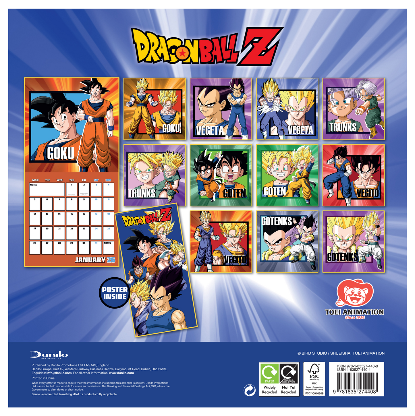 Dragonball Z Wall Calendar 30x30cm Manga Anime Calendar 30 x 30 cm | 11,8 x 11,8 in