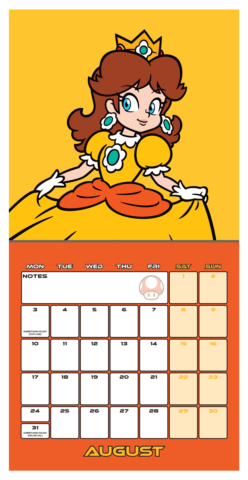 Super Mario Wall Calendar 30x30cm Gaming Calendar 30 x 30 cm | 11,8 x 11,8 in