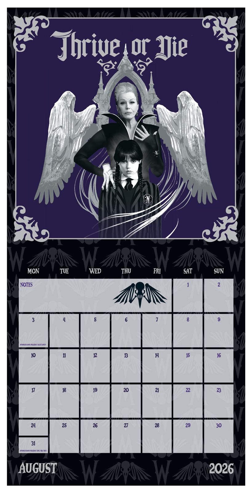 Wednesday Wall Calendar 30x30cm TV Series Calendar 30 x 30 cm | 11,8 x 11,8 in
