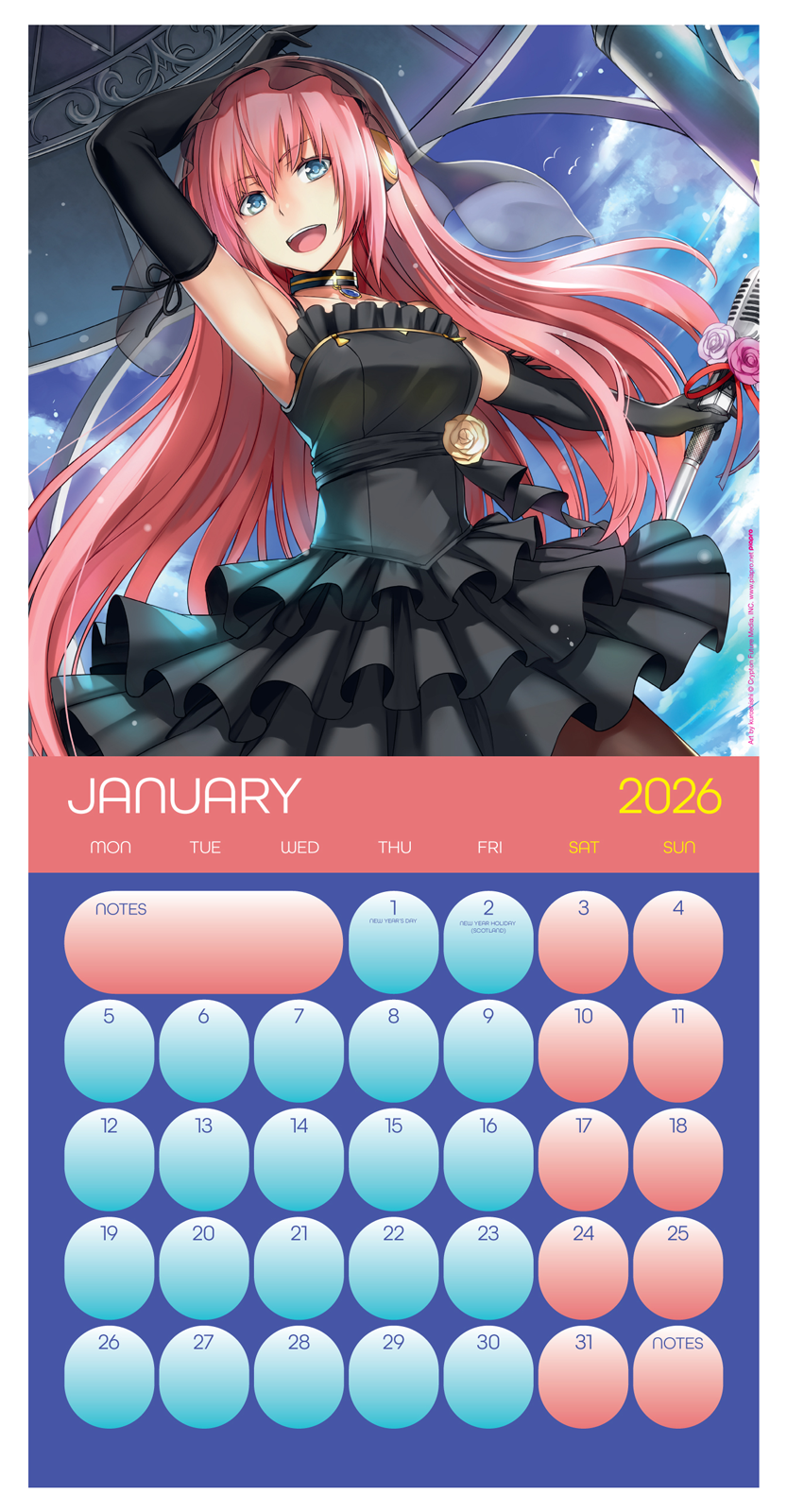 Hatsune Miku Wall Calendar 30x30cm Manga Anime Calendar 30 x 30 cm | 11,8 x 11,8 in