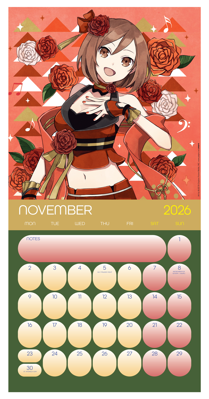 Hatsune Miku Wall Calendar 30x30cm Manga Anime Calendar 30 x 30 cm | 11,8 x 11,8 in