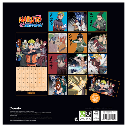 Naruto Shippuden Wall Calendar 30x30cm Manga Anime Calendar 30 x 30 cm | 11,8 x 11,8 in