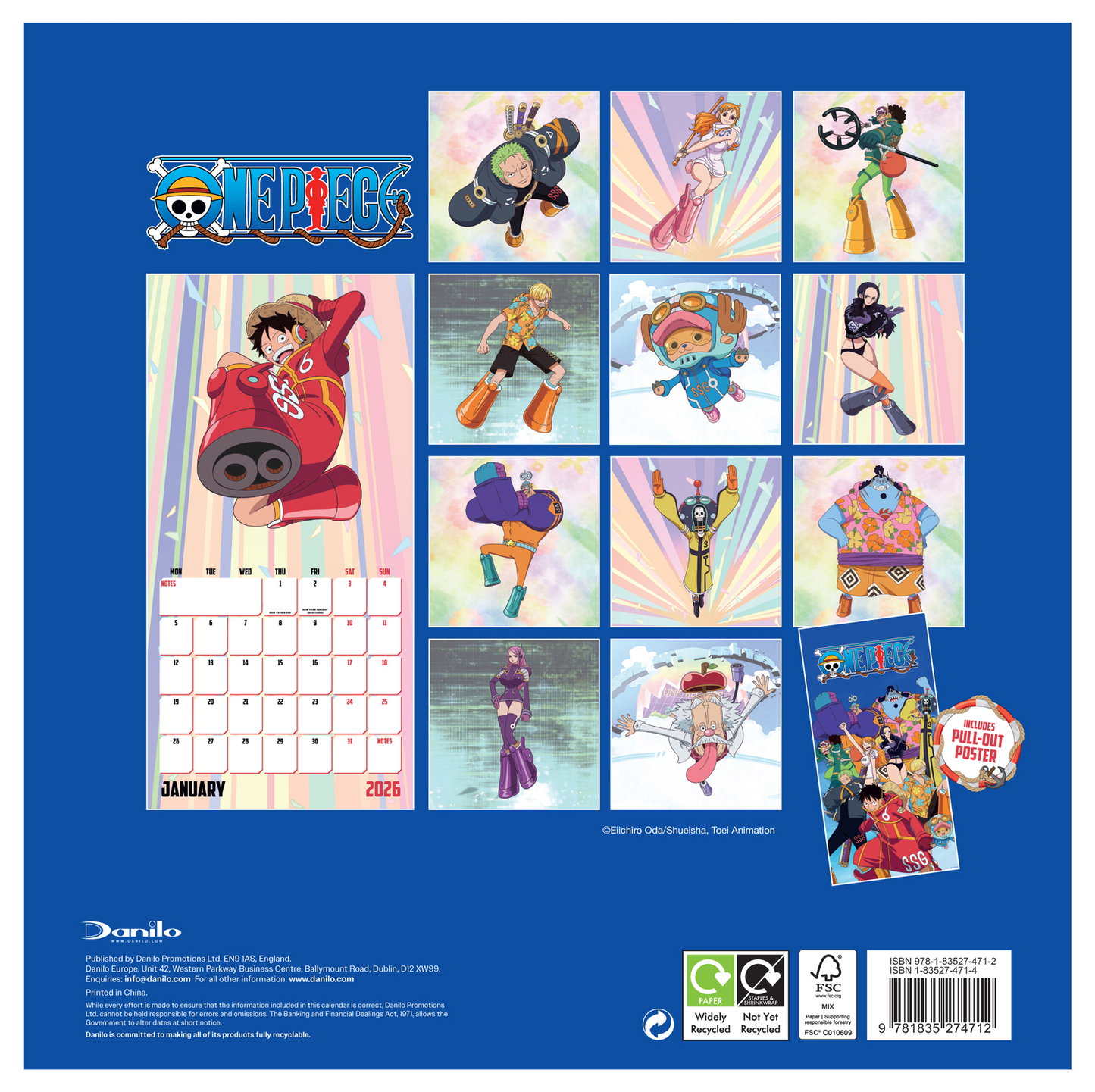 One Piece Wall Calendar 30x30cm Calendar 30 x 30 cm | 11,8 x 11,8 in