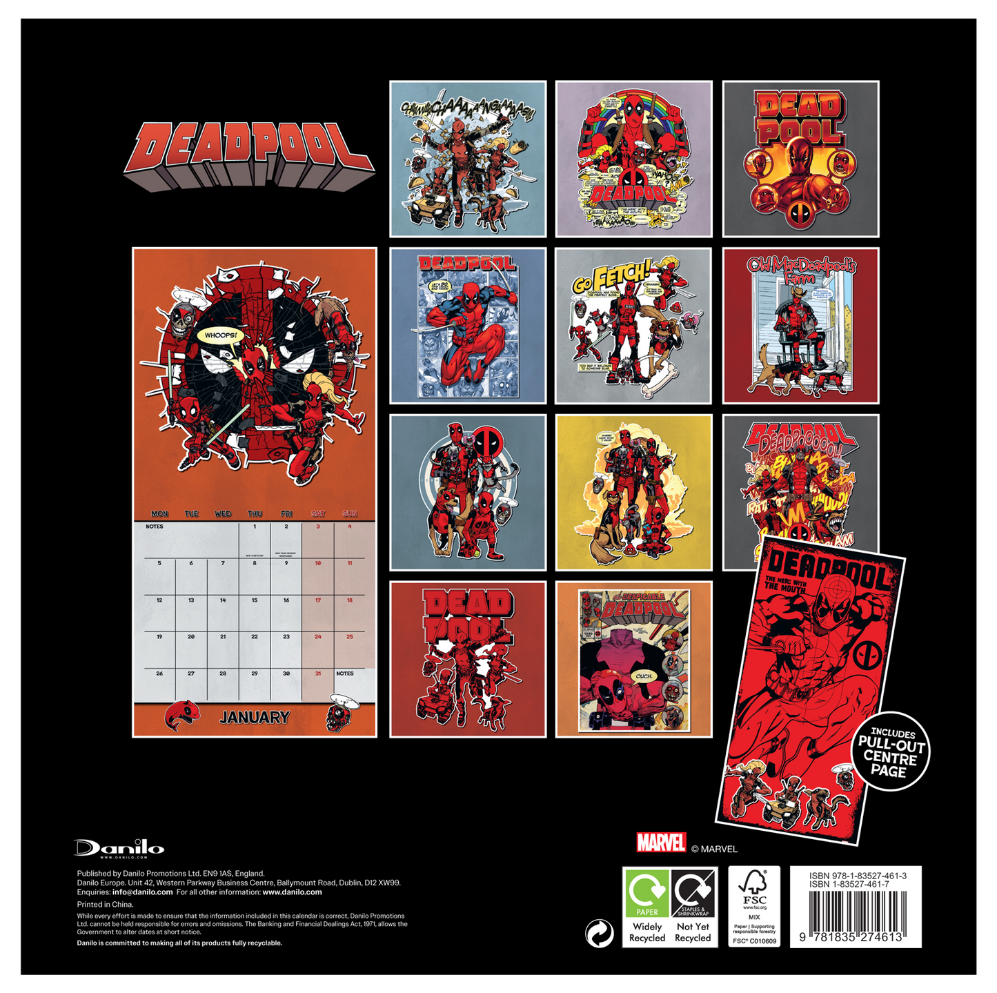 Marvel Deadpool Wall Calendar 30x30cm Calendar 30 x 30 cm | 11,8 x 11,8 in