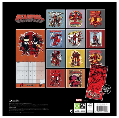 Marvel Deadpool Wall Calendar 30x30cm Calendar 30 x 30 cm | 11,8 x 11,8 in