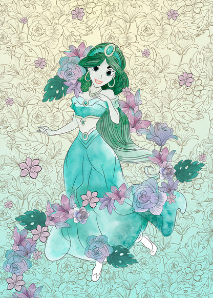 Disney Jasmin Pale Flowers Bedroom Non-woven photo wallpaper Disney