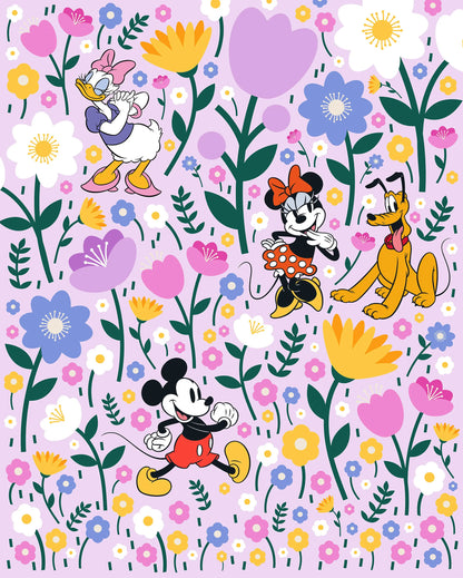 Disney Mickey Mouse and Minnie Mouse Botanical
 Spring Non-Woven Wallpaper Mural 200 cm x 250 cm (78" x 98")