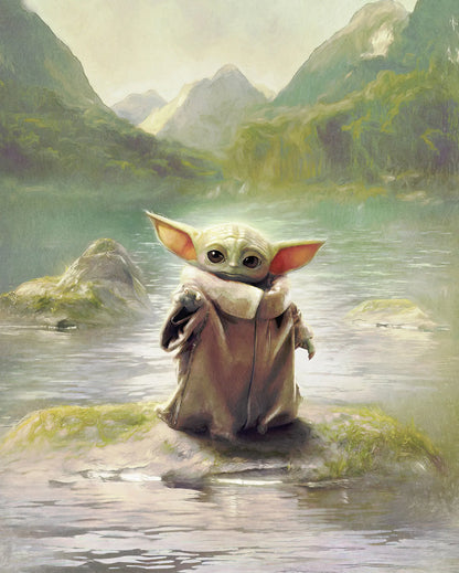 Star Wars The Mandalorian Grogu Landscape Non-Woven Wallpaper Mural 200 cm x 250 cm (78" x 98")