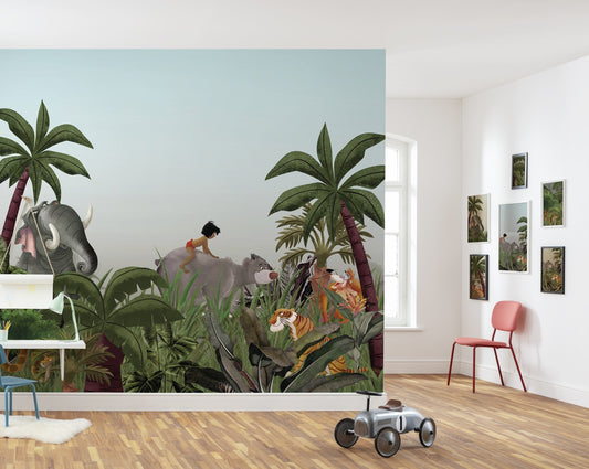 Disney Jungle Book Green Bedroom Children Non-woven photo wallpaper 300 cm x 280 cm | 118" x 110"