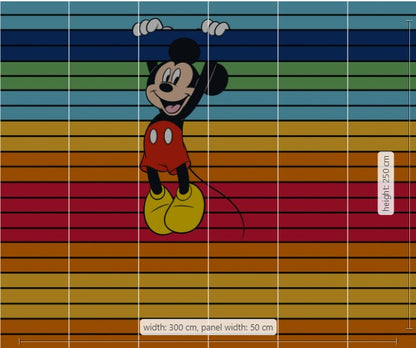 Disney Mickey Mouse magic rainbow stripes Non-Woven Wallpaper Mural 300 cm x 250 cm | 118" x 98"