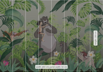 Disney Welcome To the Jungle Mowgli & bear  Non-Woven Wallpaper Mural 400 cm x 250 cm | 157" x 98"