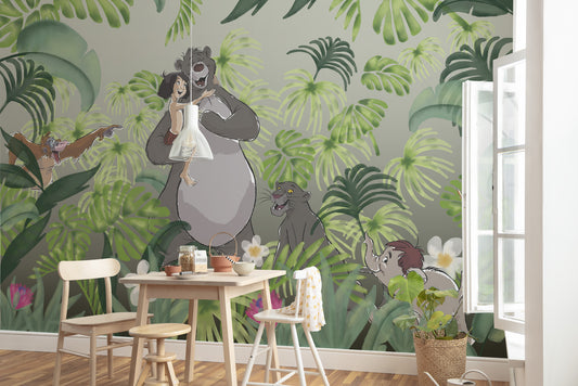 Disney Welcome To the Jungle Mowgli & bear  Non-Woven Wallpaper Mural 400 cm x 250 cm | 157" x 98"