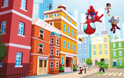 Marvel Spidey and His Amazing Friends City Non-Woven Wallpaper Mural 400 cm x 250 cm | 157" x 98"