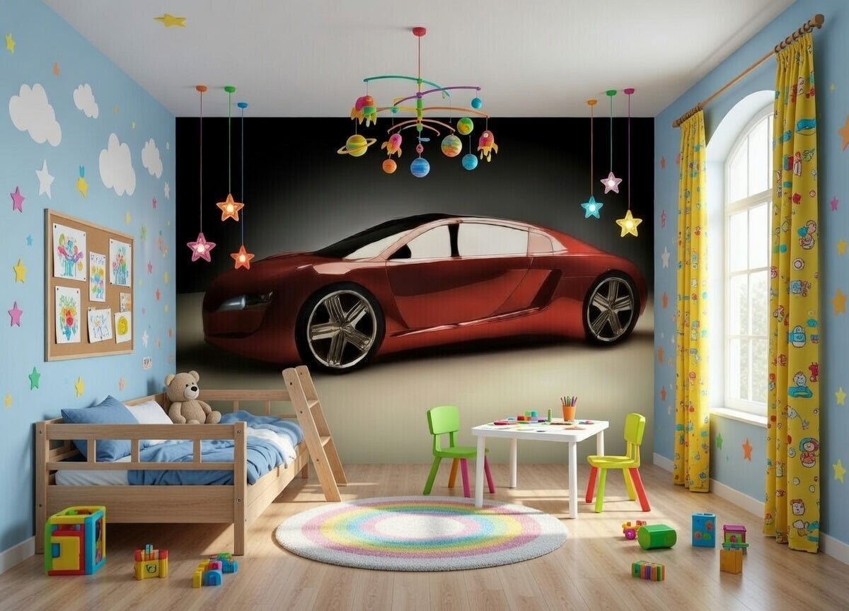 Red Sports Car Bolid Photo Wallpaper (W x H) 254cm x 183cm (100" x 72")