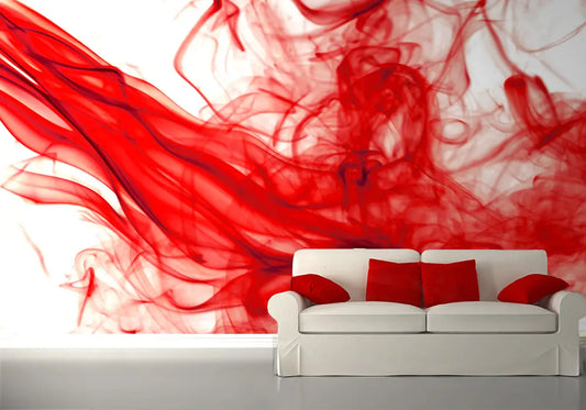 Red Smoke Fog Paint Abstract Composition Photo Wallpaper 