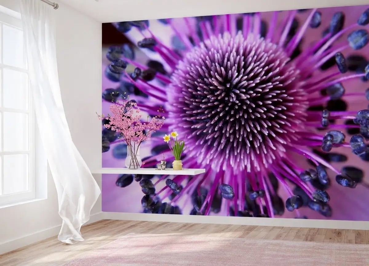 Purple Flower Close Up Photo Wallpaper (W x H) 254cm x 183cm (100" x 72")