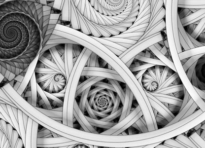 Grey Spirals Art Living Room Photo Wallpaper (W x H) 254cm x 183cm (100" x 72")
