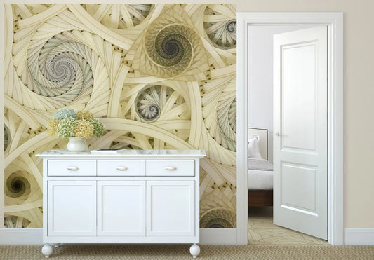 Spiral Art Bedroom Yellow Photo Wallpaper 