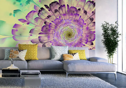 Floral Purple and Green Abstract Photo Wallpaper 