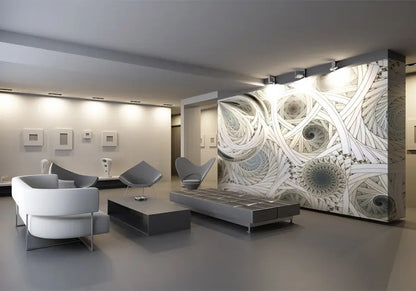 White Yellow Spirals Art Photo Wallpaper Decorative