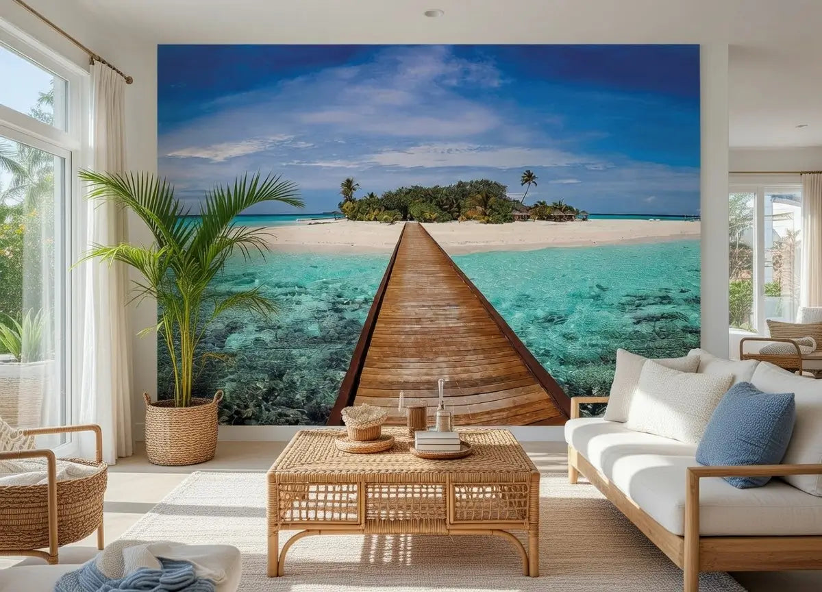 Maldives Tropical Island Surfer Bedroom Photo Wallpaper (W x H) 320cm x 230cm (126" x 90")
