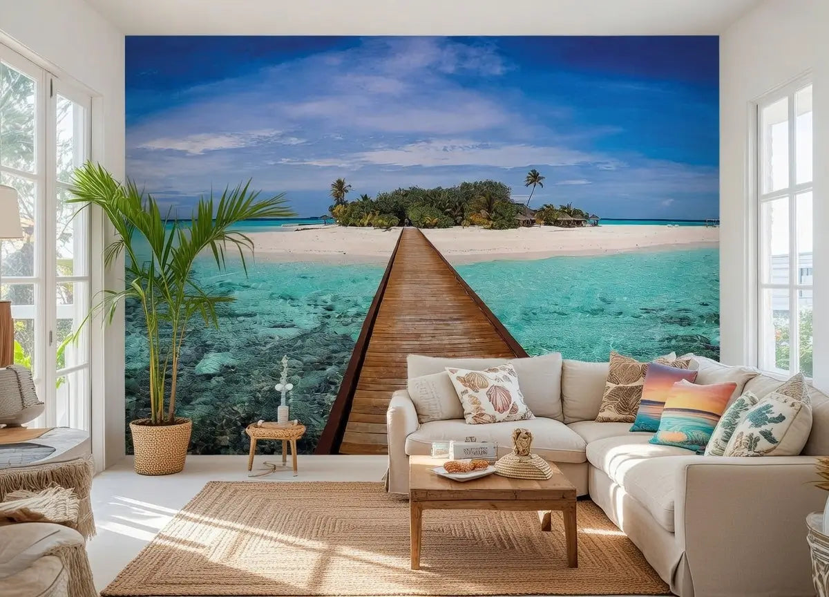 Maldives Tropical Island Surfer Bedroom Photo Wallpaper (W x H) 320cm x 230cm (126" x 90")