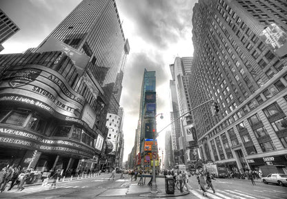 New York Times Square Living Room Grey Photo Wallpaper  (W x H) 366cm x 254cm (143" x 100")
