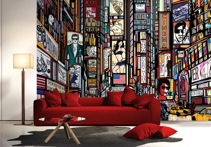 New York Streets Cartoon Design Photo Wallpapers