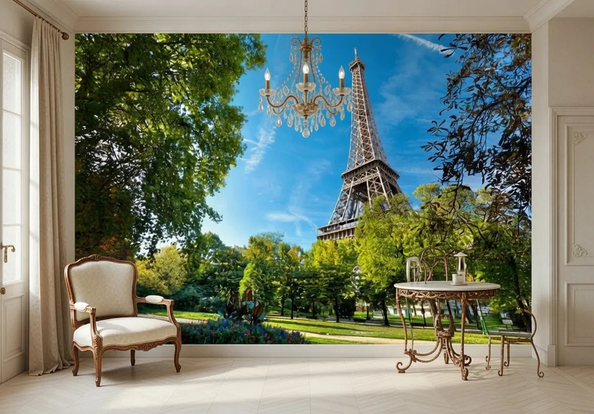 Sunny Paris Eiffel Tower Photo Wallpaper