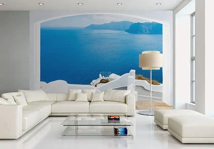 Santorini Greece Coast Seaside Photo Wallpaper 