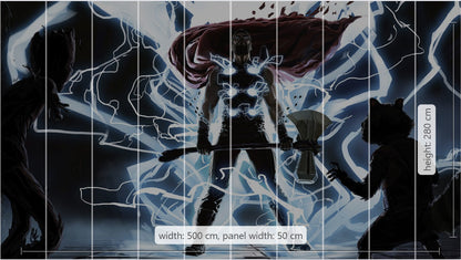 Marvel Thor God of Thunder King Size Non-Woven Wallpaper Mural 500 cm x 280 cm |196" x 110"|