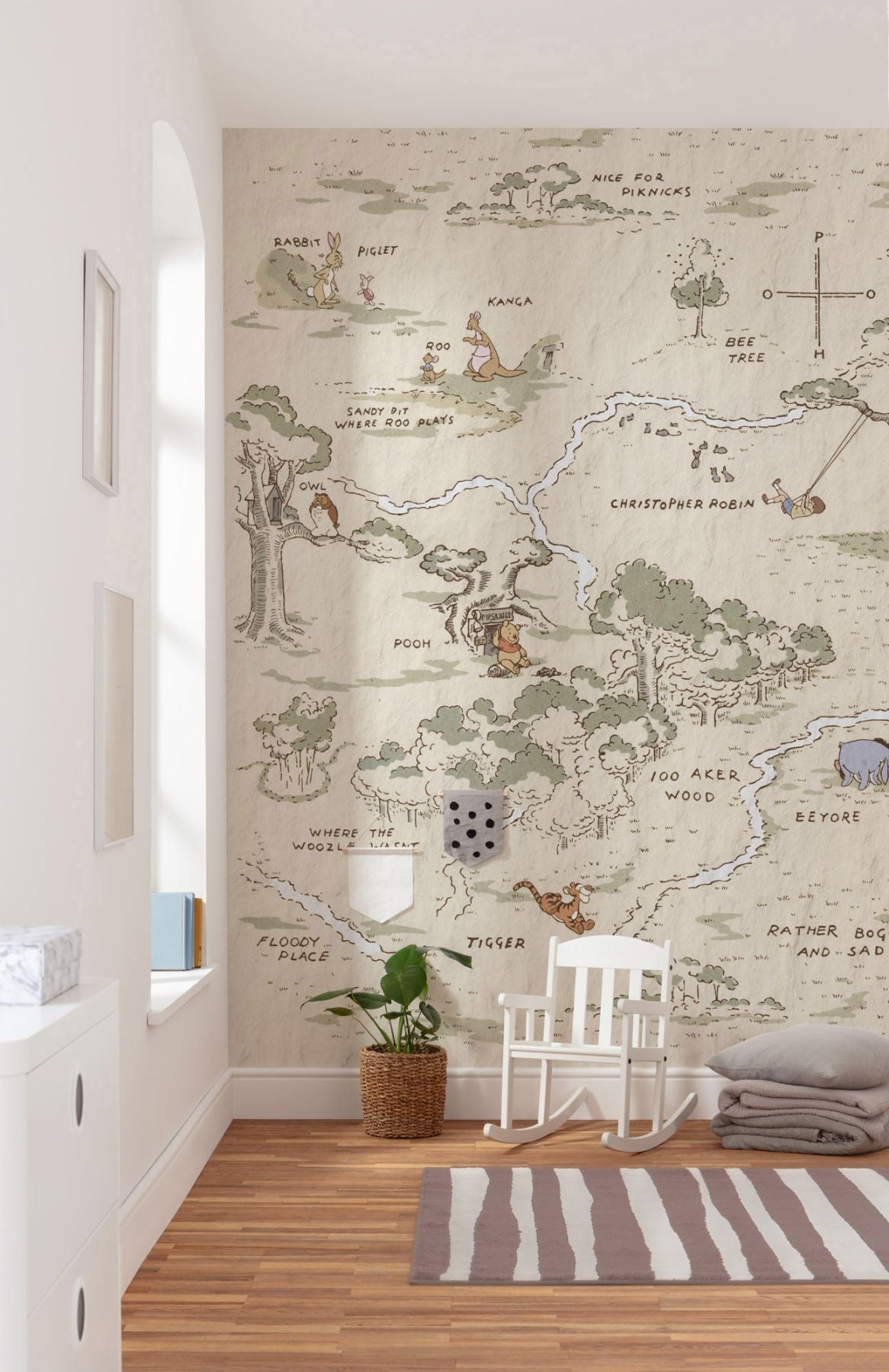 Disney Winnie The Pooh characters Map Non-Woven Wallpaper Mural