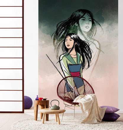 Disney Princess portrait Brave Mulan Non-Woven Wallpaper Mural 200 cm x 280 cm (78" x 110")