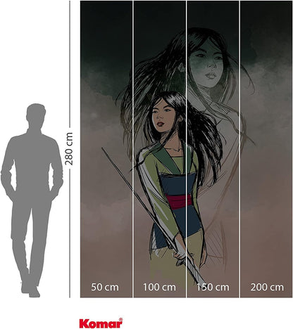 Disney Princess portrait Brave Mulan Non-Woven Wallpaper Mural 200 cm x 280 cm (78" x 110")
