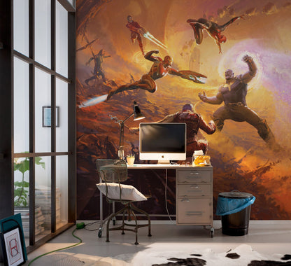 Marvel Avengers Epic Battle on the Titan Star Lord, Spider-Man Iron Man Non-Woven Wallpaper Mural 250 cm x 280 cm (98" x 110")