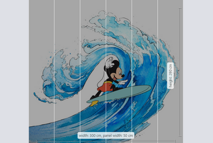 Disney Mickey Mouse Surfing Non-Woven Wallpaper Mural 300 cm x 280 cm | 118" x 110"