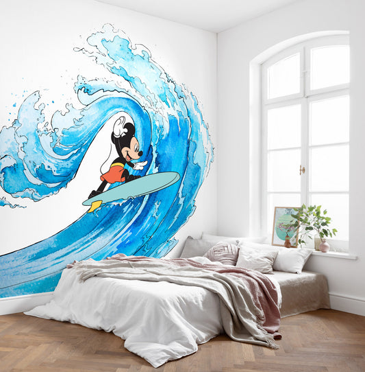Disney Mickey Mouse Surfing Non-Woven Wallpaper Mural 300 cm x 280 cm | 118" x 110"