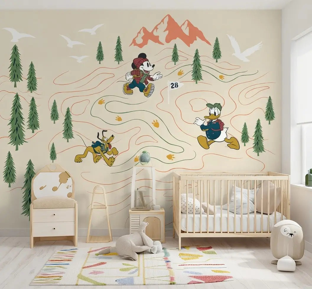 Disney Mickey & Donald Duck journey to the mountains Non-Woven Wallpaper Mural 300 cm x 280 cm | 118" x 110"