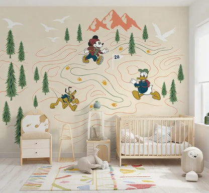 Disney Mickey & Donald Duck journey to the mountains Non-Woven Wallpaper Mural 300 cm x 280 cm | 118" x 110"