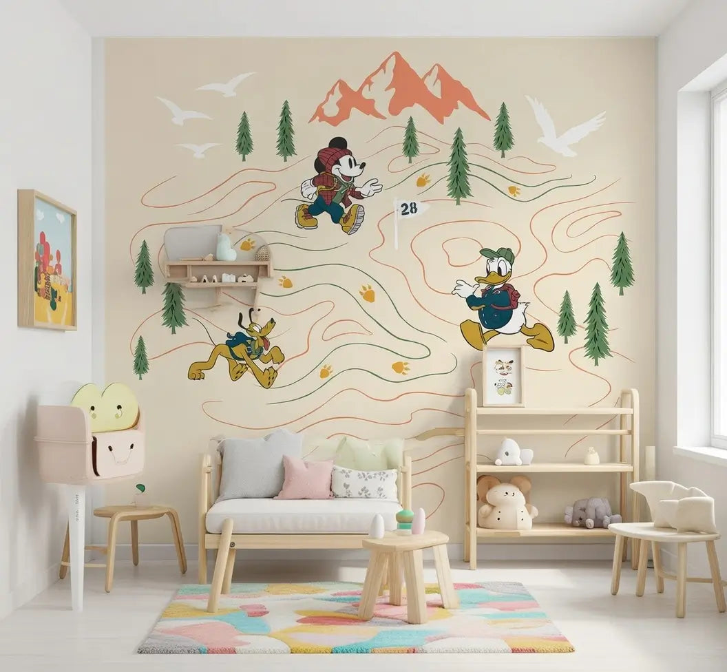 Disney Mickey & Donald Duck journey to the mountains Non-Woven Wallpaper Mural 300 cm x 280 cm | 118" x 110"