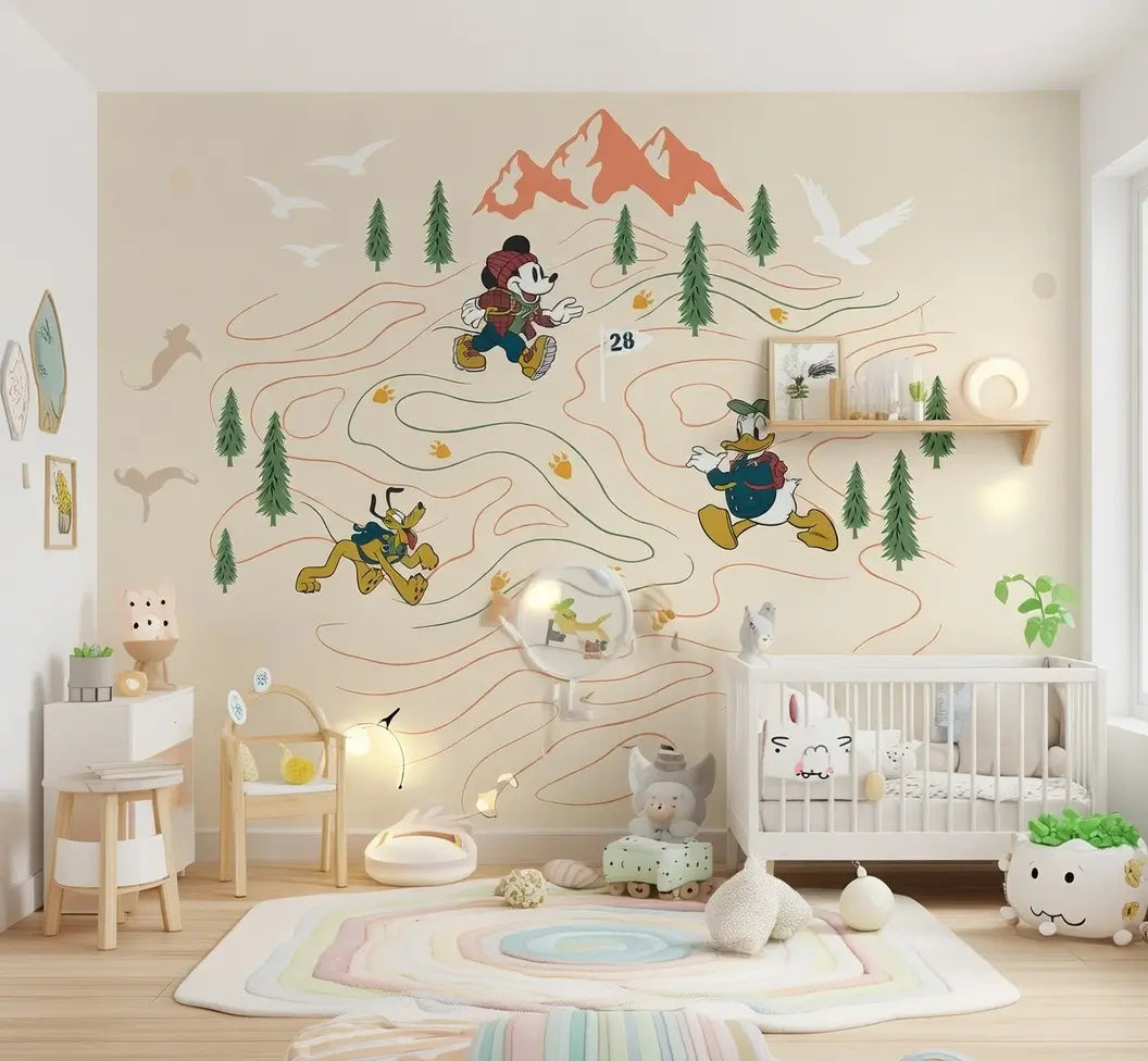 Disney Mickey & Donald Duck journey to the mountains Non-Woven Wallpaper Mural 300 cm x 280 cm | 118" x 110"