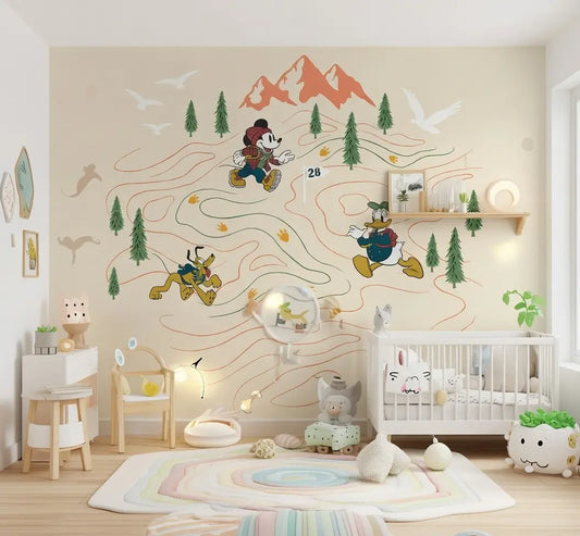 Disney Mickey & Donald Duck journey to the mountains Non-Woven Wallpaper Mural 300 cm x 280 cm | 118" x 110"