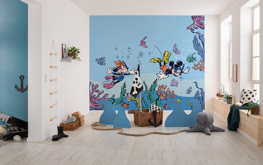 Disney Mickey & Minnie Coral Reef Non-Woven Wallpaper Mural 300 cm x 250 cm | 118" x 98"