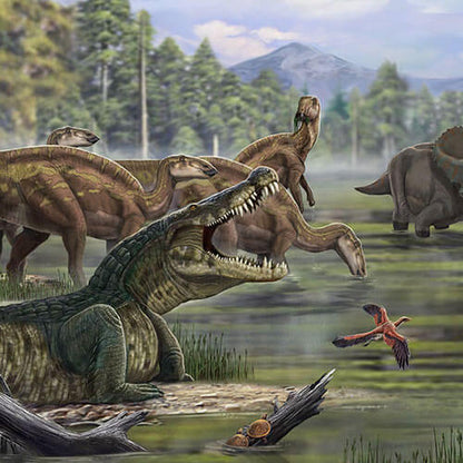 National Geographic Dinosaurs on the Shore Non-Woven Wallpaper Mural 450 cm x 280 cm (177" x 110")